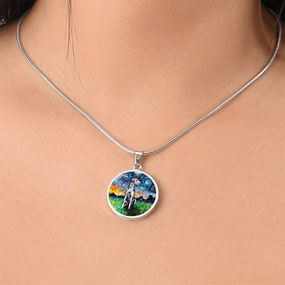 Merle Great Dane Starry Night Round Necklace