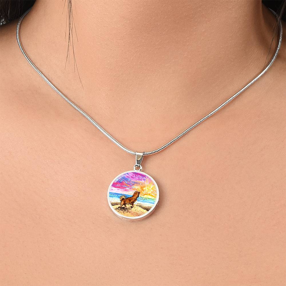 Beach Days - Chihuahua Starry Night Round Necklace