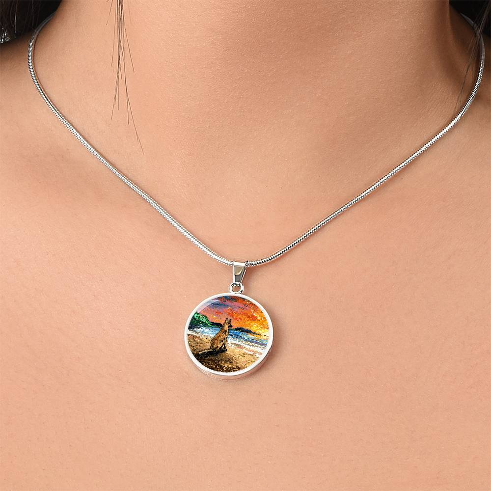 Beach Days - Belgian Malinois Starry Night Round Necklace