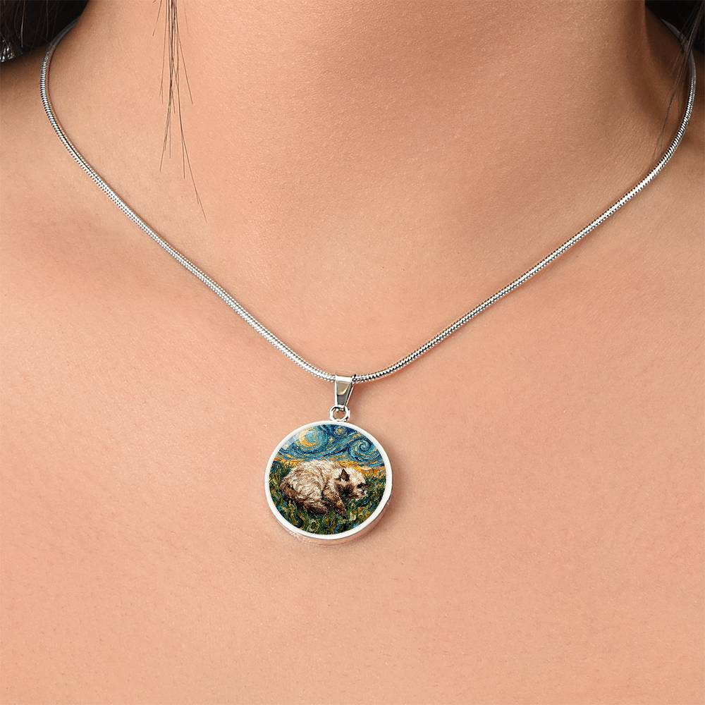 Sleepy Birman Round Necklace