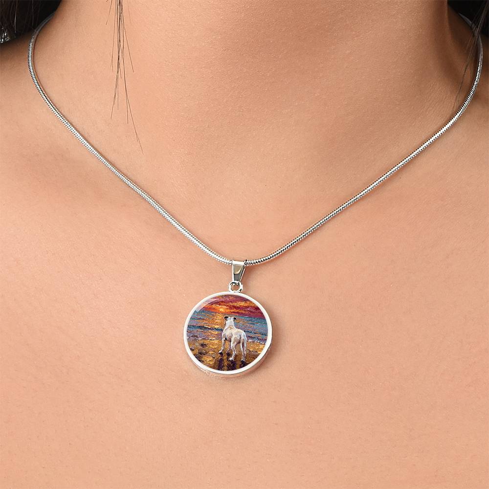 Beach Days - White Pit Bull Round Necklace