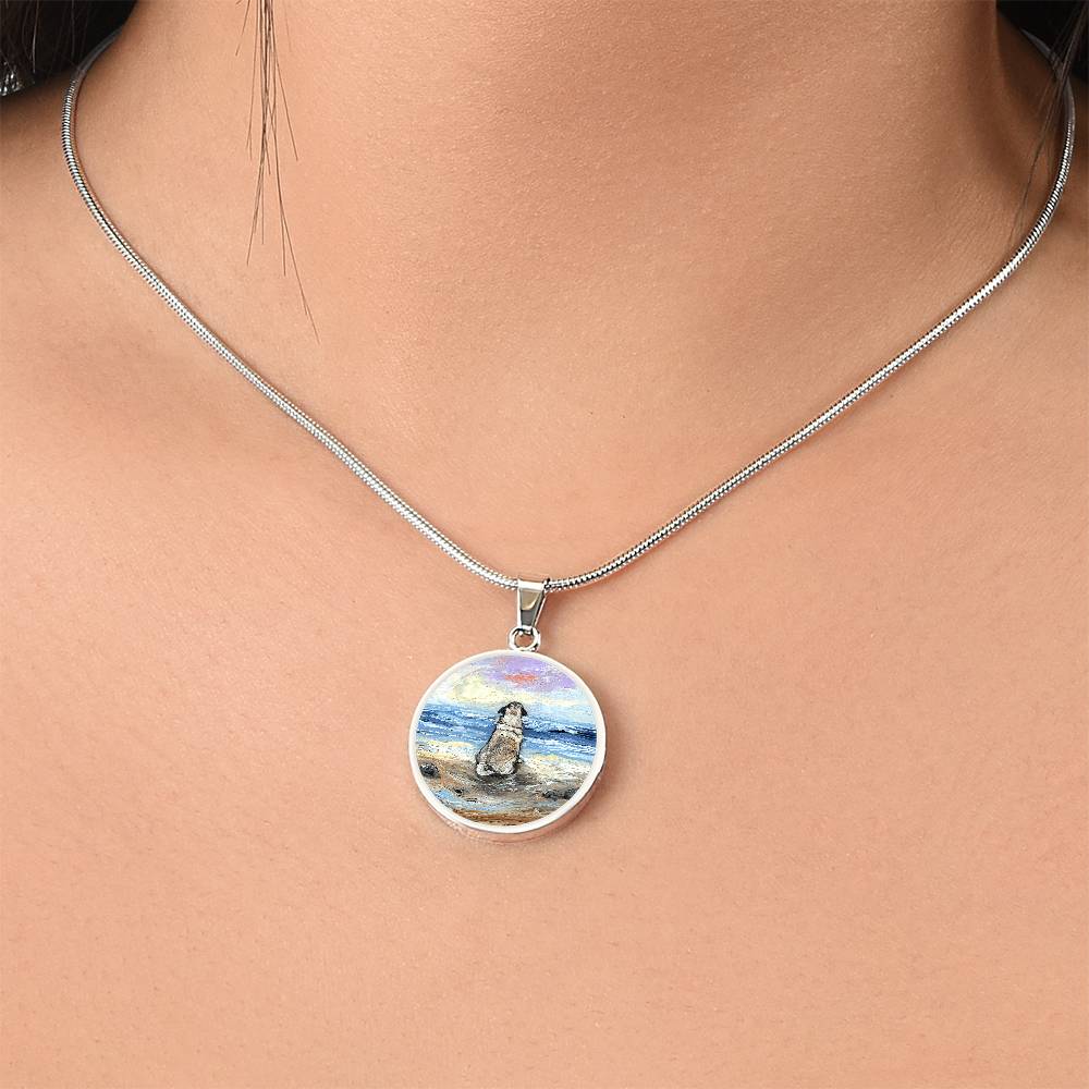 Beach Days - Pug Starry Night Round Necklace