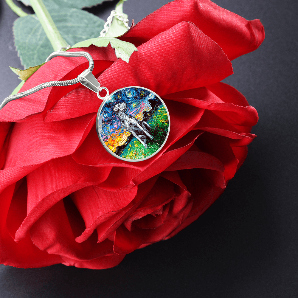 Merle Great Dane Starry Night Round Necklace