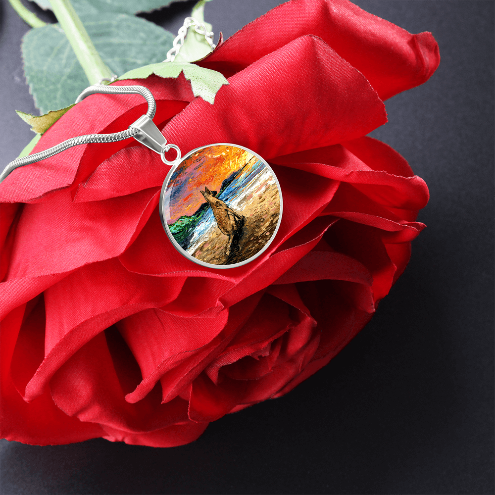 Beach Days - Belgian Malinois Starry Night Round Necklace