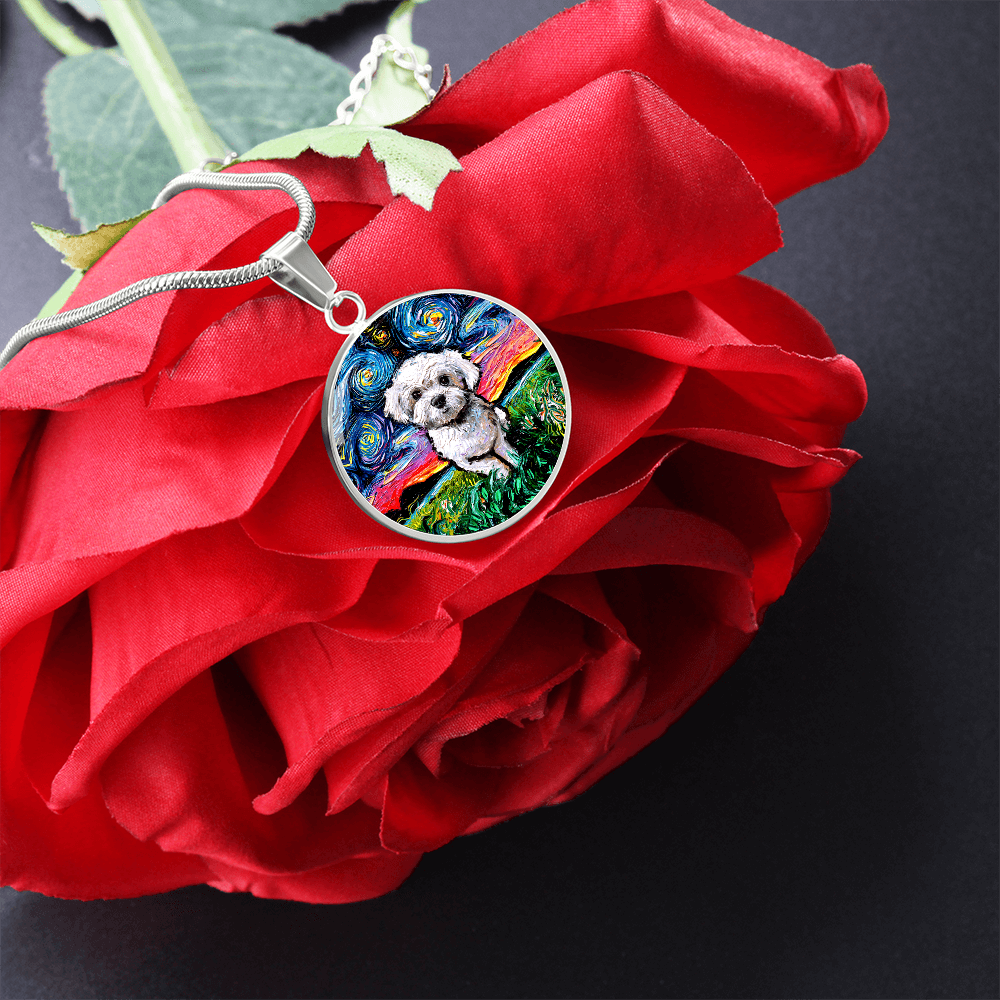 Maltipoo Starry Night Round Necklace