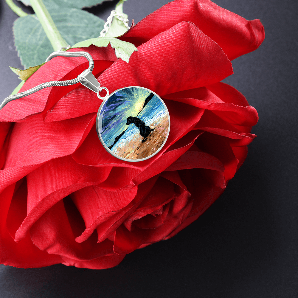 Beach Days - Black Labrador Round Necklace