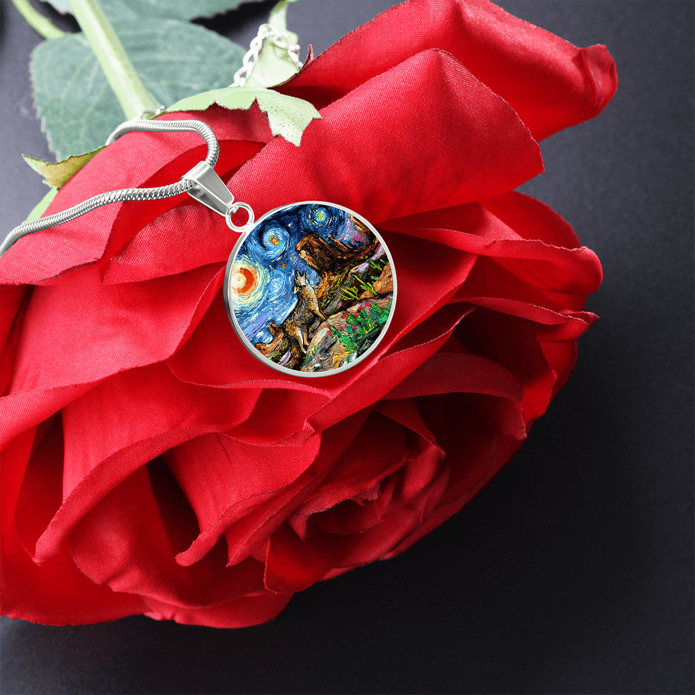 Southwestern Night Starry Night  Round Necklace