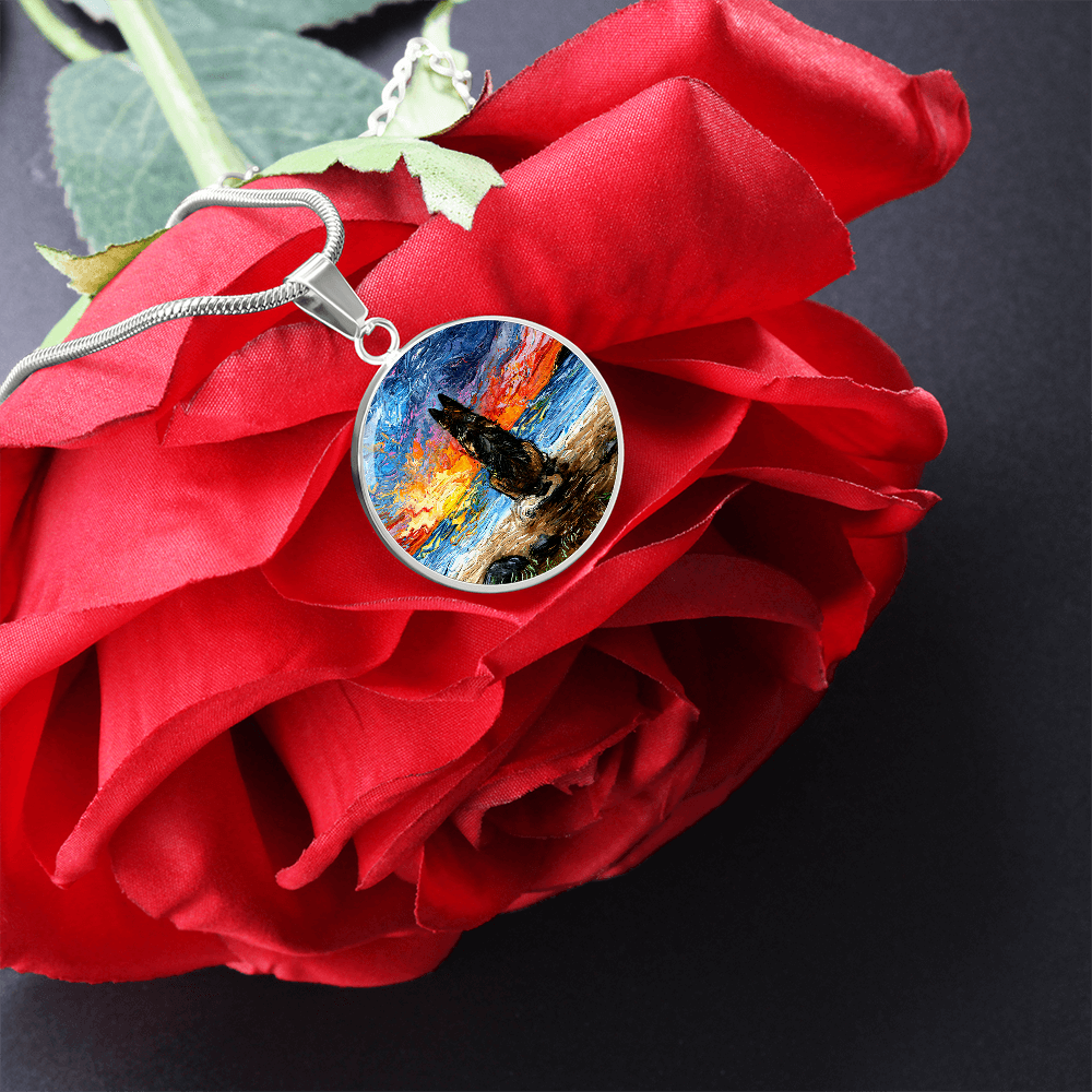 Beach Days - German Shepherd Round Necklace