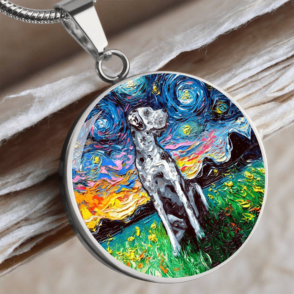 Merle Great Dane Starry Night Round Necklace
