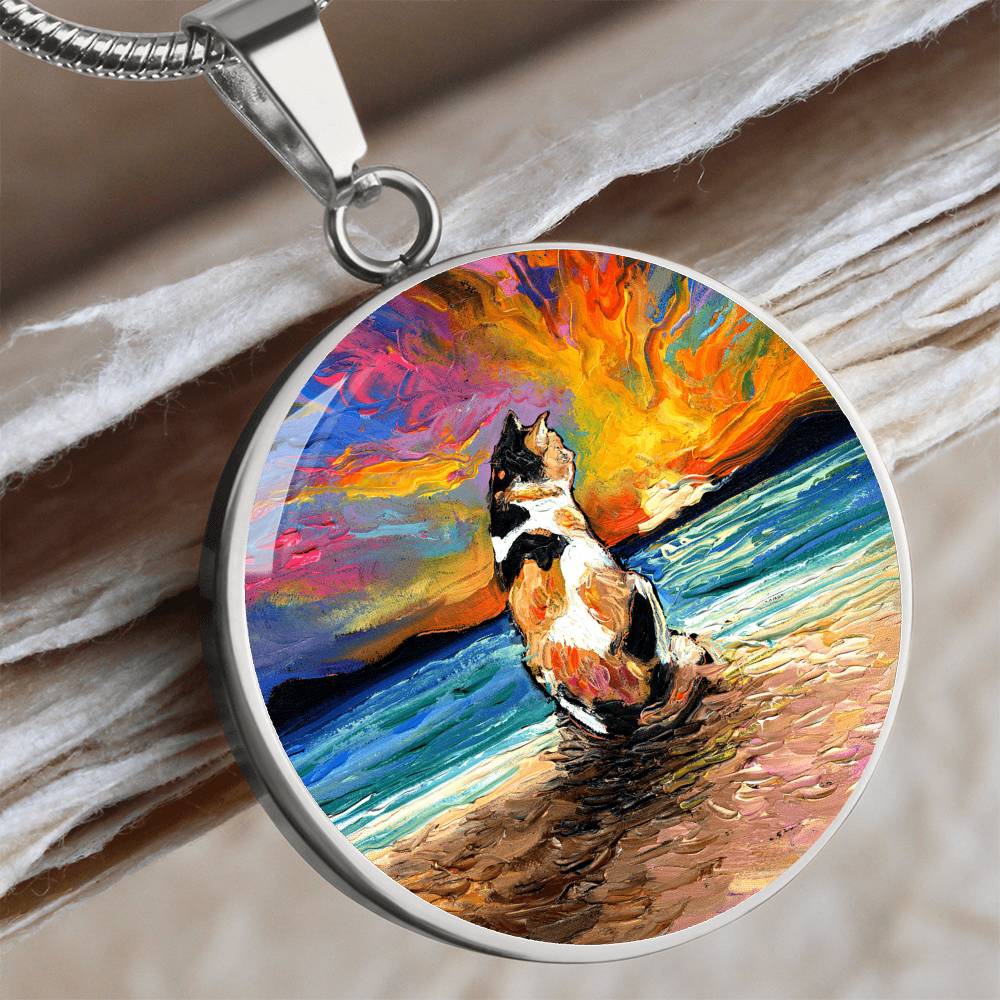 Beach Days - Calico Cat Starry Night Round Necklace