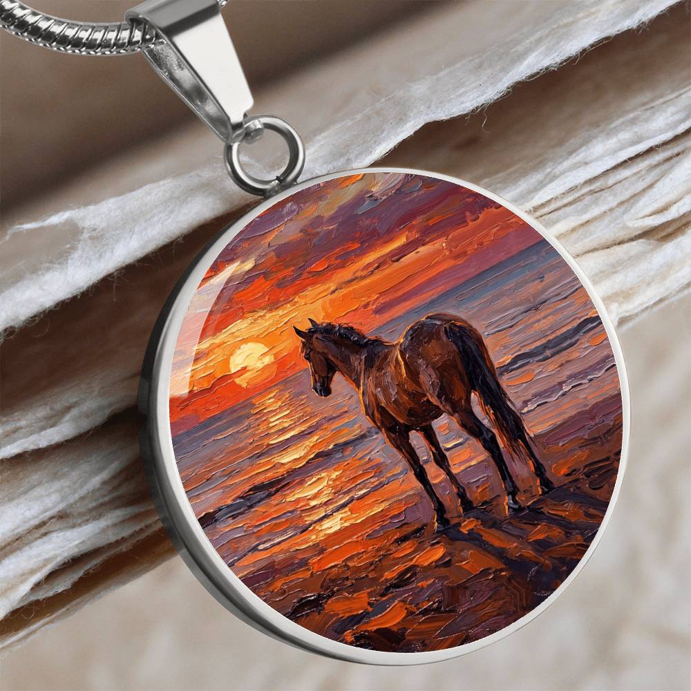 Sunset - Chocolate Mare Round Necklace
