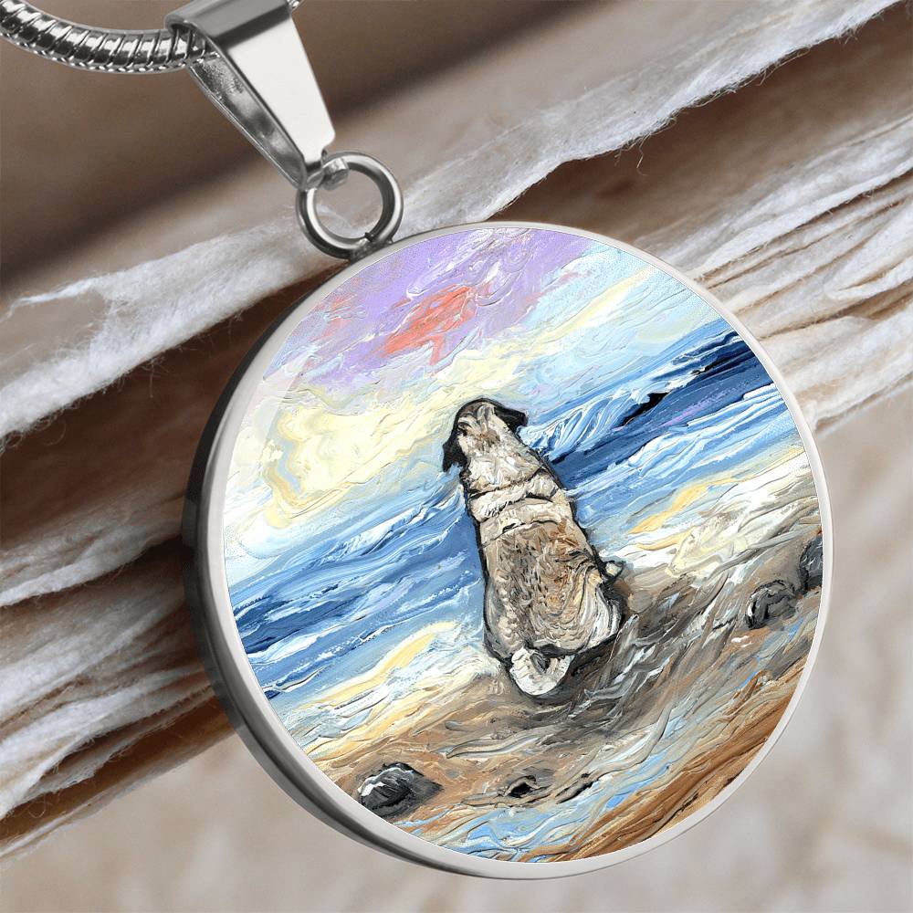 Beach Days - Pug Starry Night Round Necklace