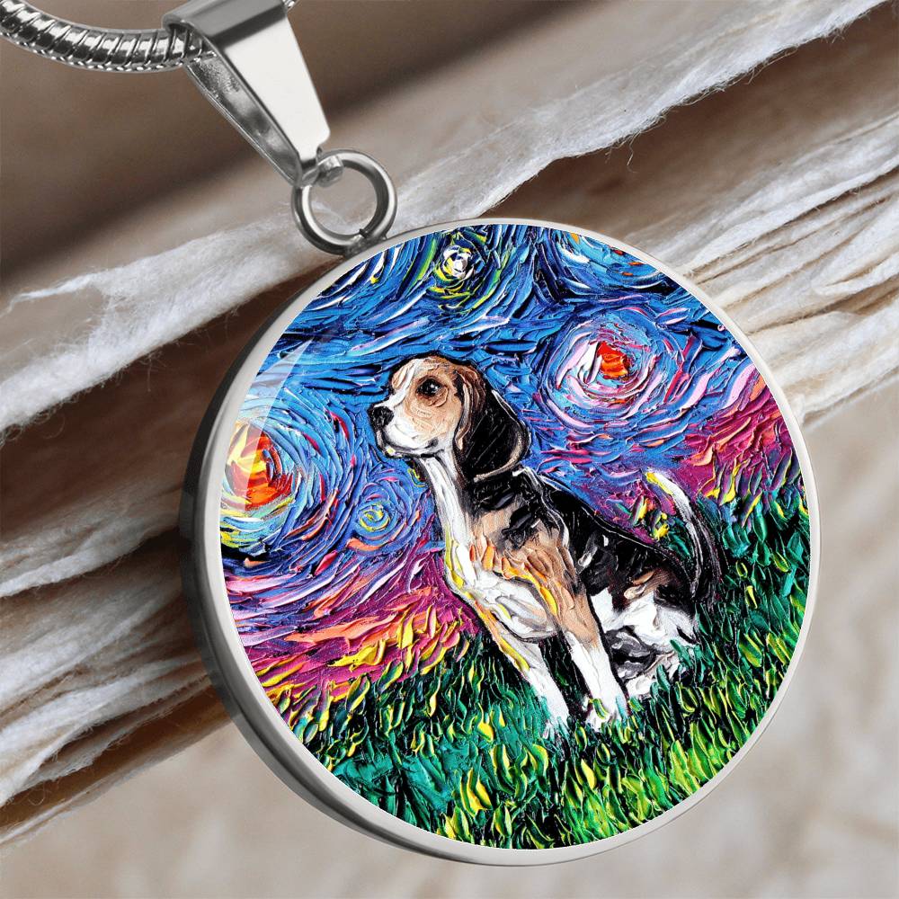 Beagle Starry Night Round Necklace