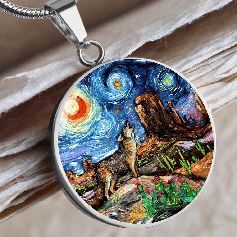 Southwestern Night Starry Night  Round Necklace