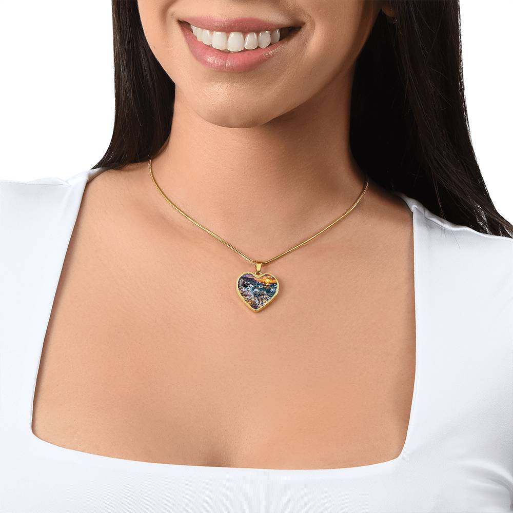 Beach Day - Merle Aussie Shepherd Heart Necklace