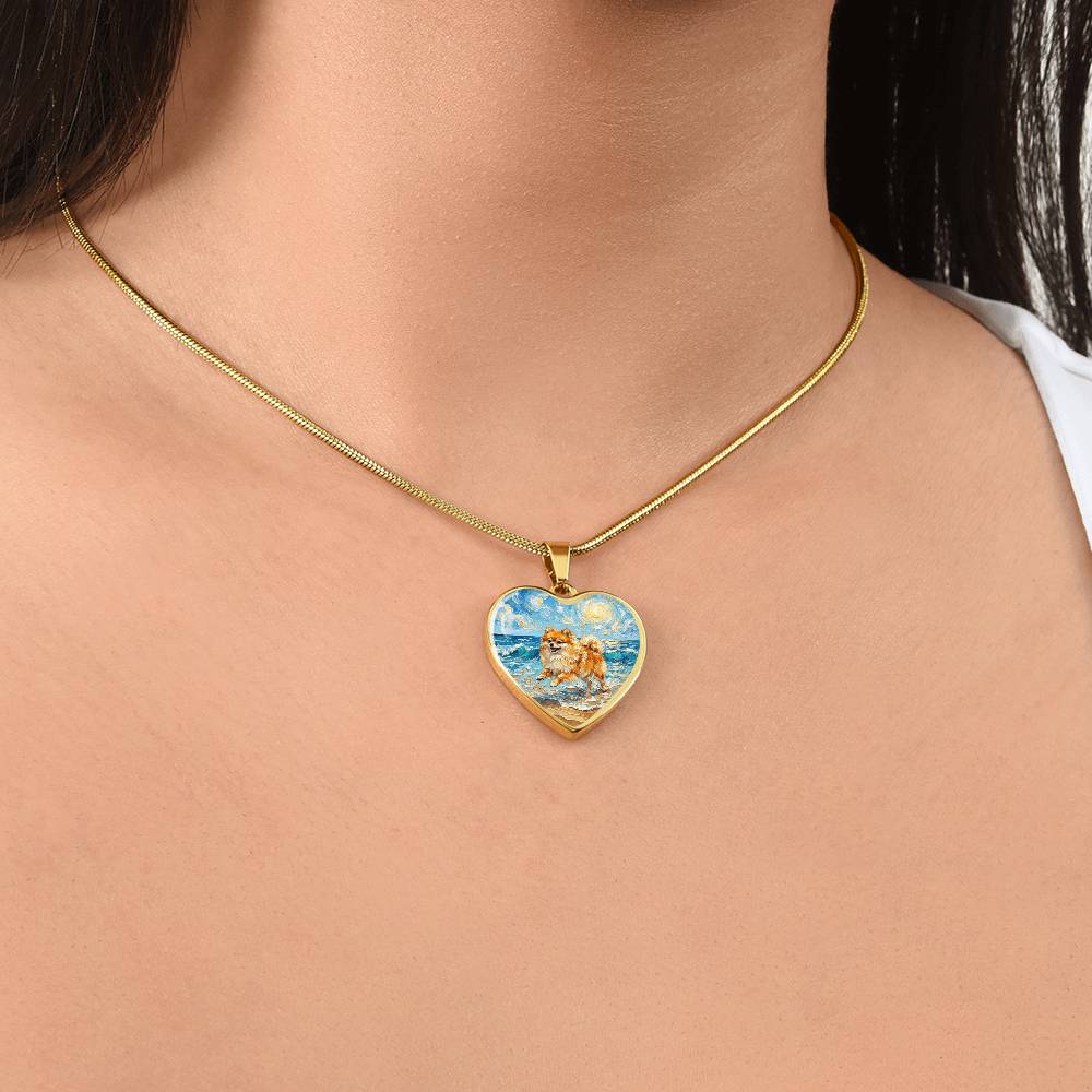 Beach Day - Pomeranian Heart Necklace