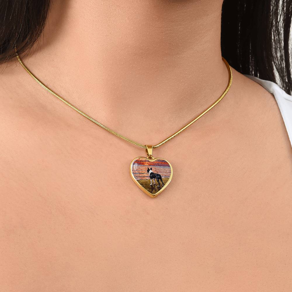 Beach Night - Boston Terrier Heart Necklace