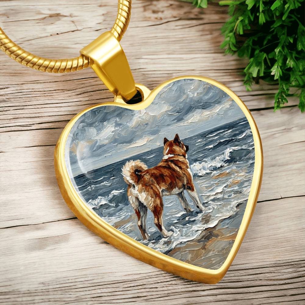 Beach Day - Akita Heart Necklace