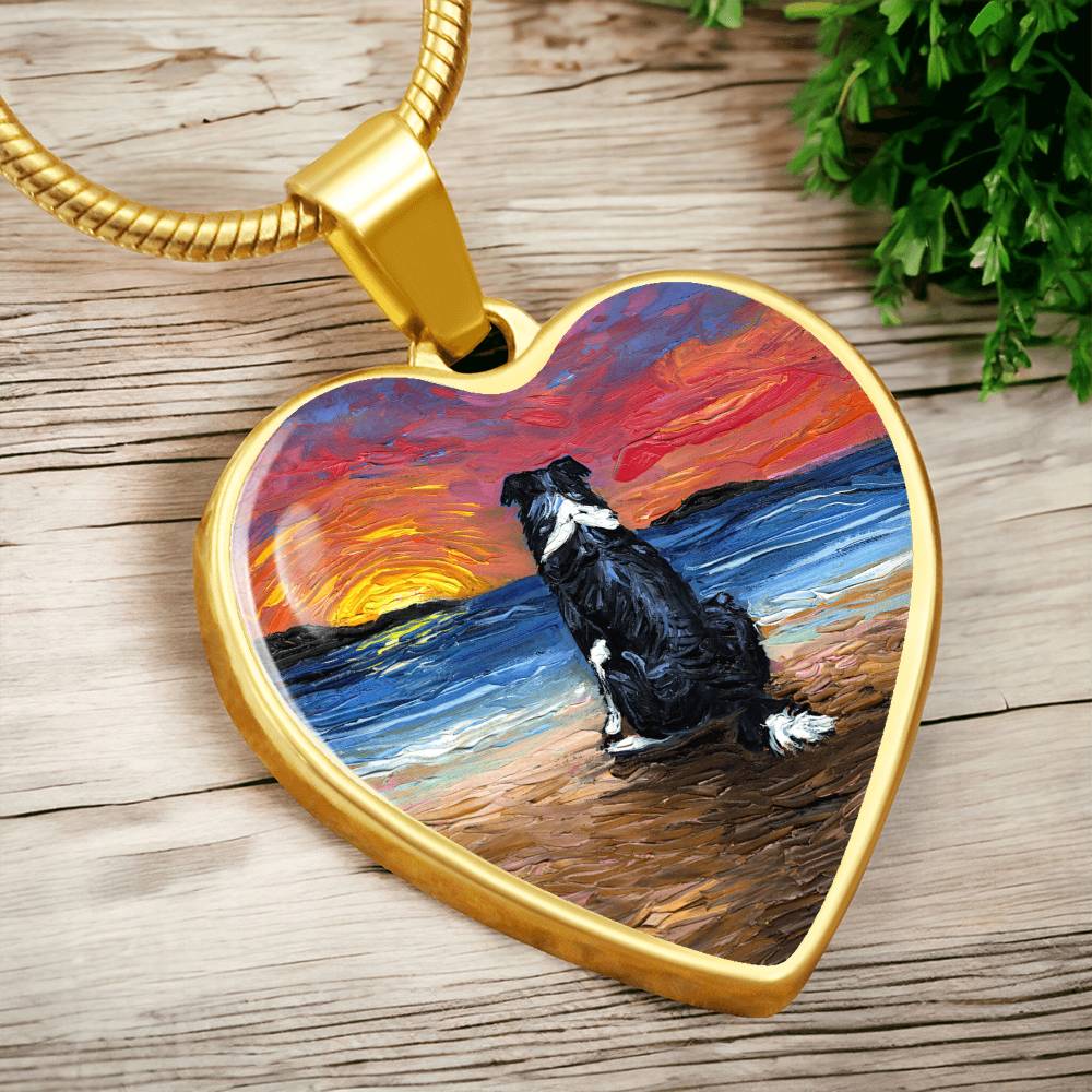 Beach Days - Border Collie Heart Necklace