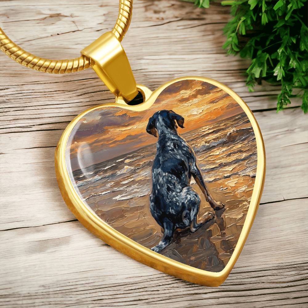 Beach Days - Blue Tick Coonhound Heart Necklace
