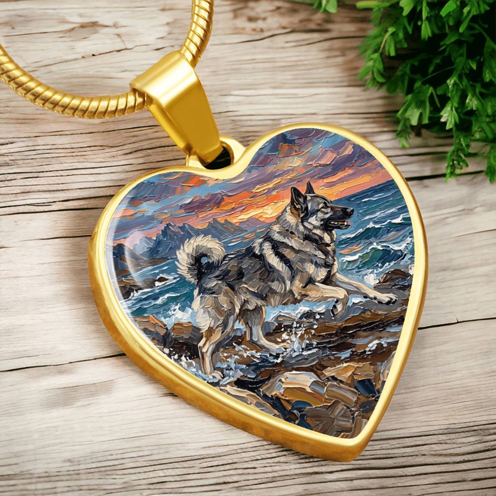 Beach Day - Norwegian Elkhound Heart Necklace