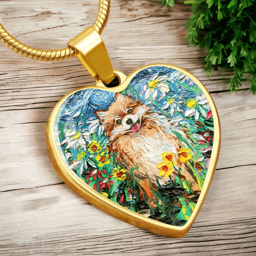 Happy Pomeranian Heart Necklace