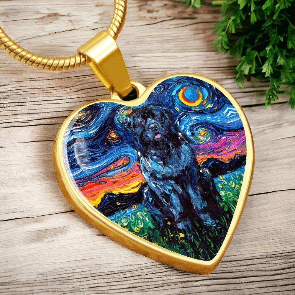 Newfoundland Starry Night Heart Necklace