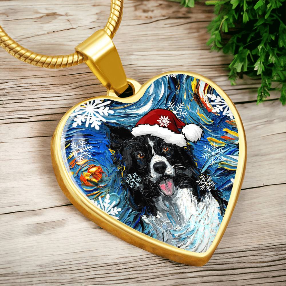 Border Collie Christmas Necklace
