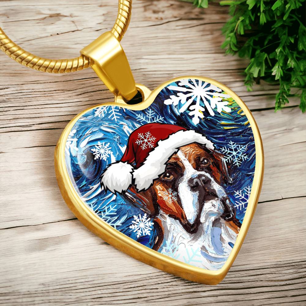Boxer Christmas Heart Necklace