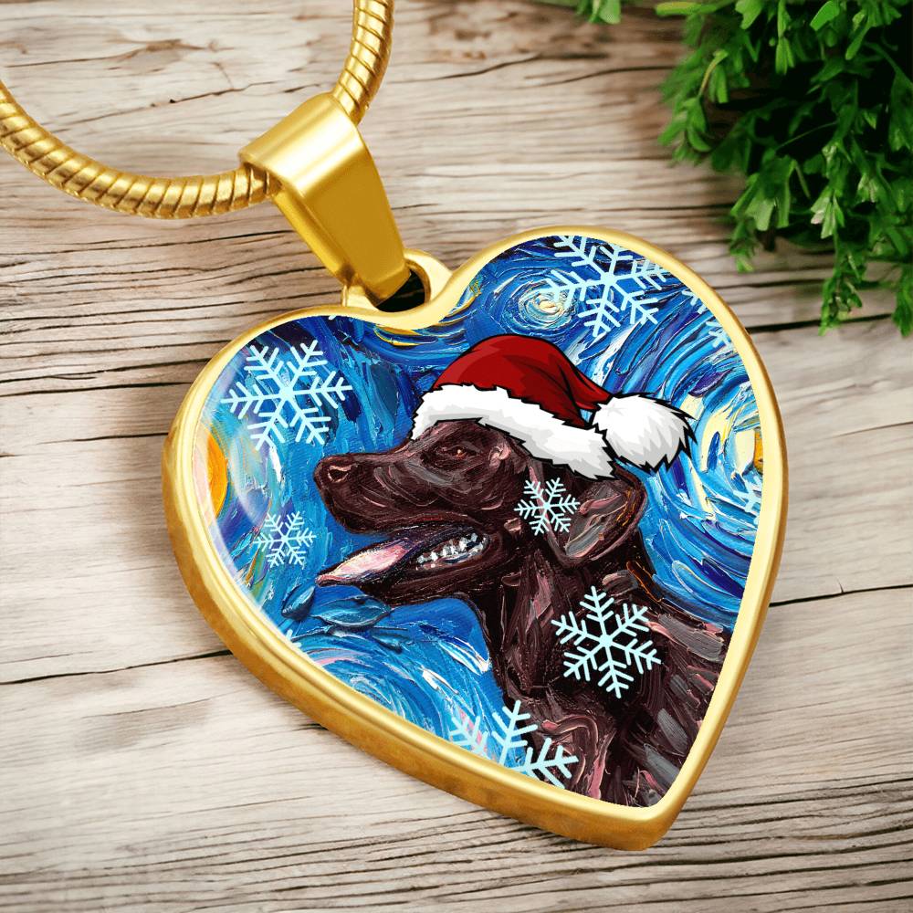 Chocolate Labrador Christmas Necklace