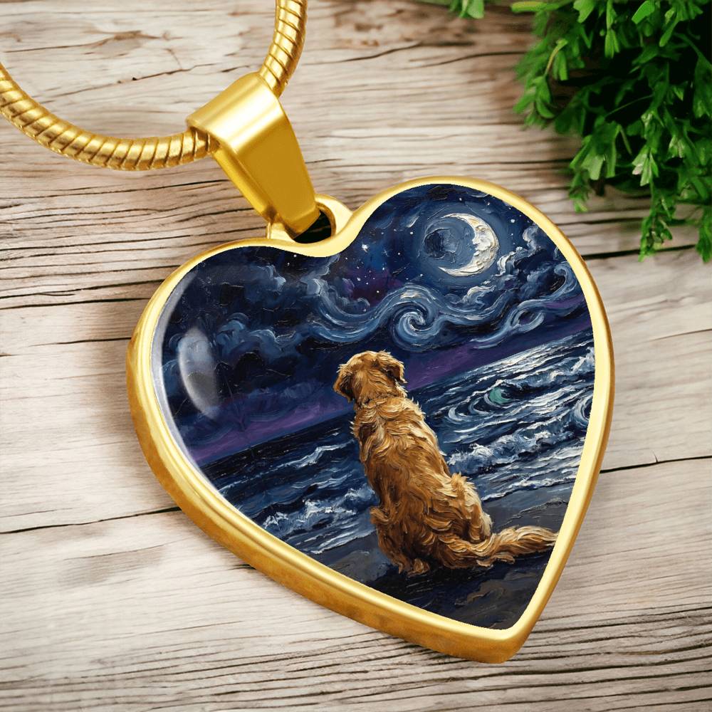 Beach Night - Golden Retriever Heart Necklace