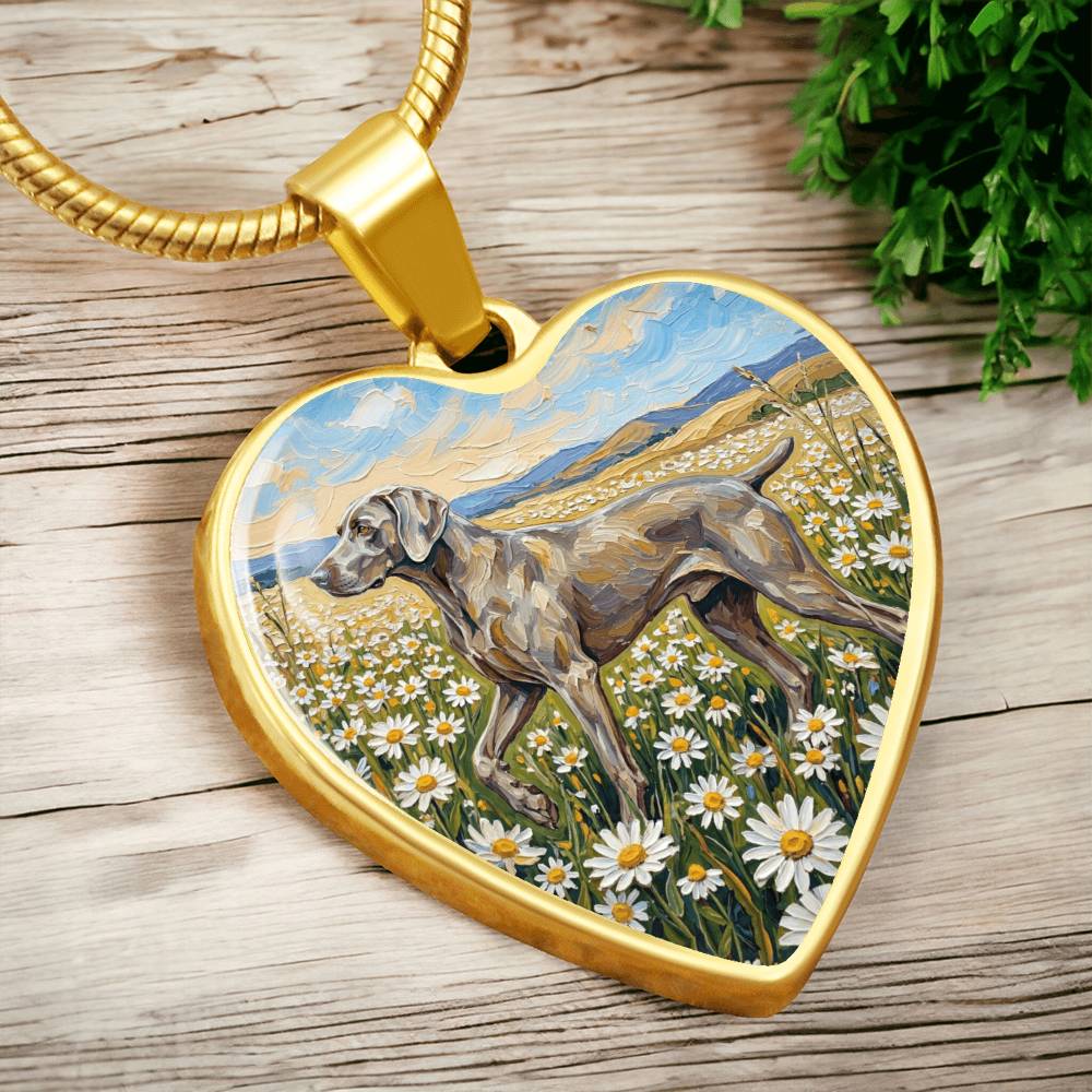 Amongst The Flowers - Weimaraner Heart Necklace
