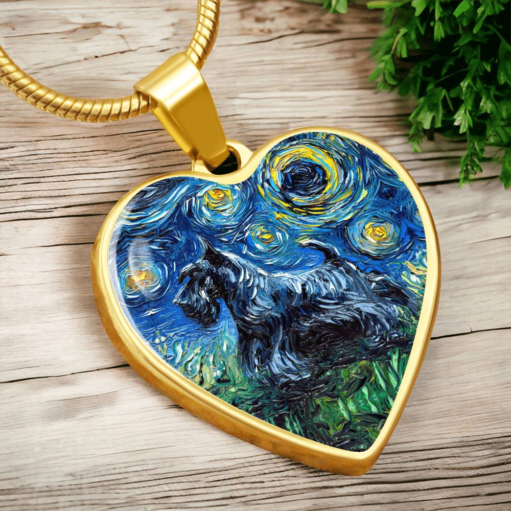 Scottish Terrier Starry Night Heart Necklace