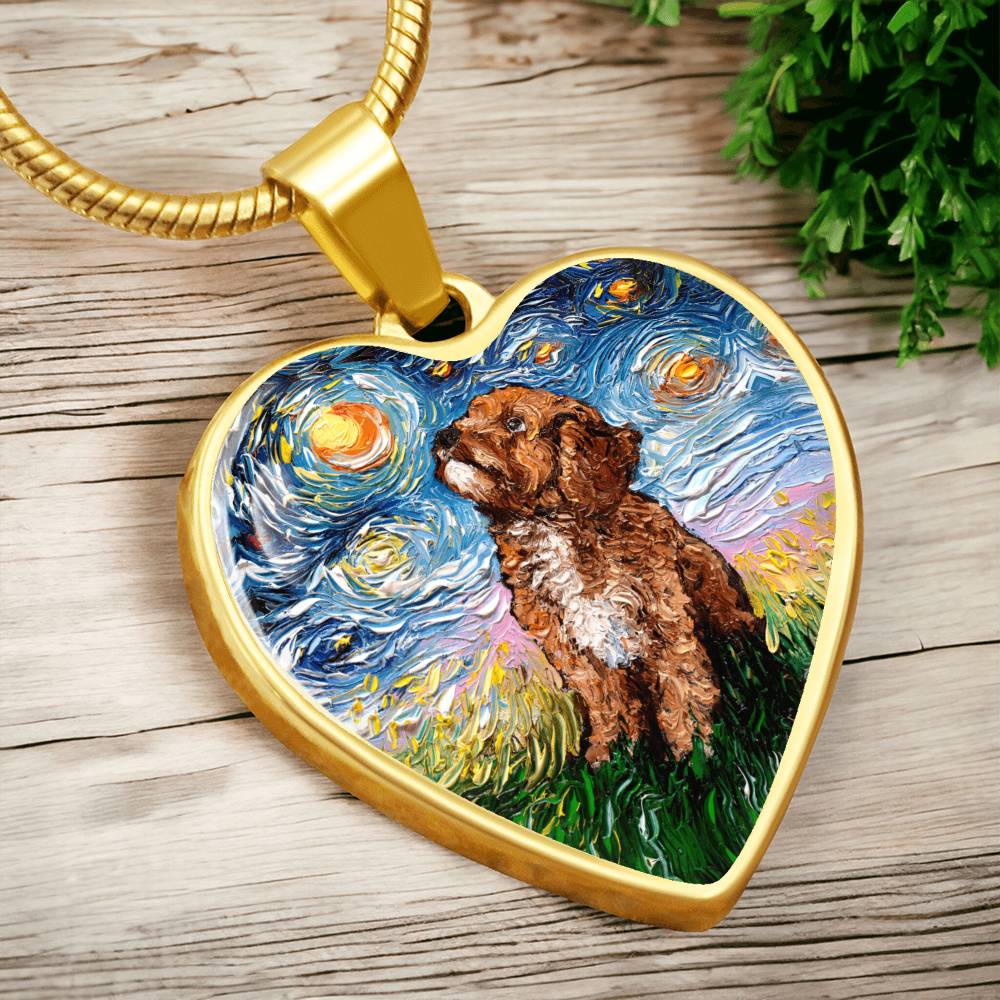 Cavapoo Starry Night Heart Necklace