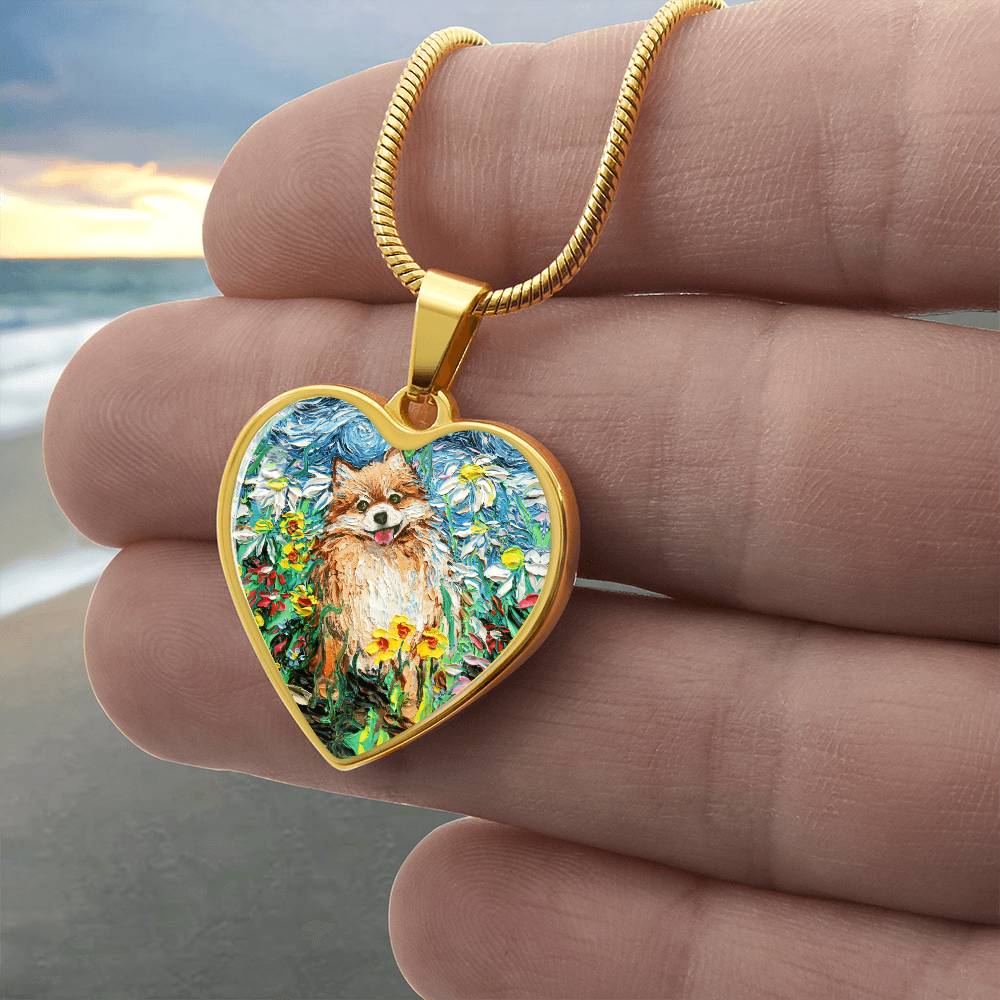Happy Pomeranian Heart Necklace