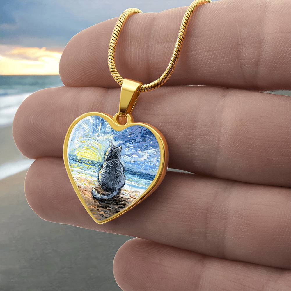 Beach Days - Nebelung Cat Heart Necklace