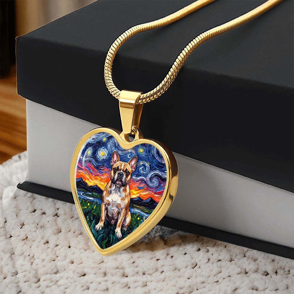 Frenchie Night Heart Necklace