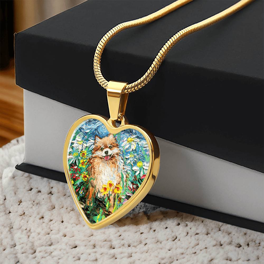 Happy Pomeranian Heart Necklace