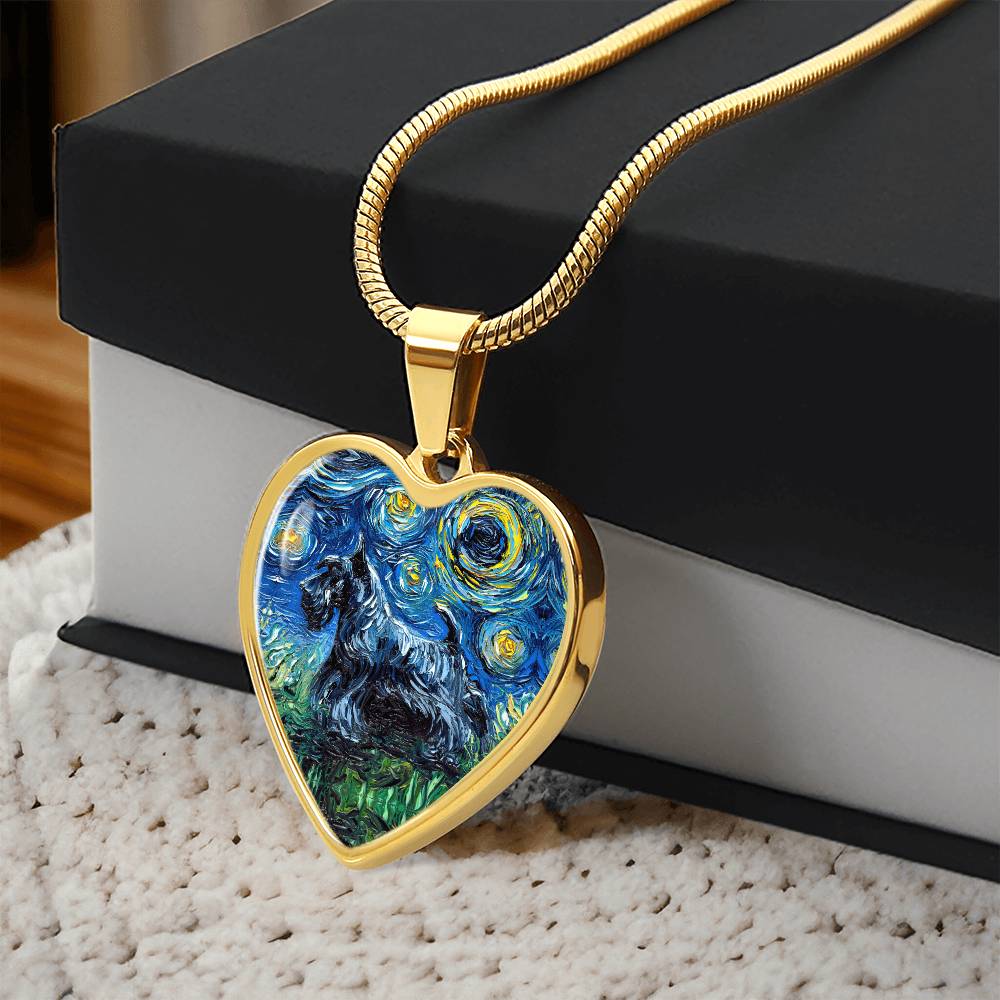 Scottish Terrier Starry Night Heart Necklace