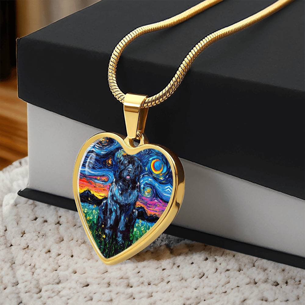 Newfoundland Starry Night Heart Necklace