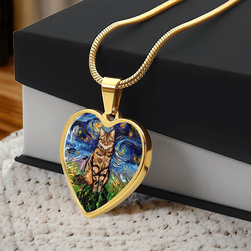 Brown TabbyStarry Night Heart Necklace