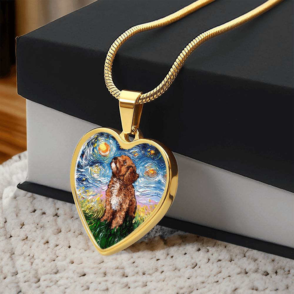 Cavapoo Starry Night Heart Necklace