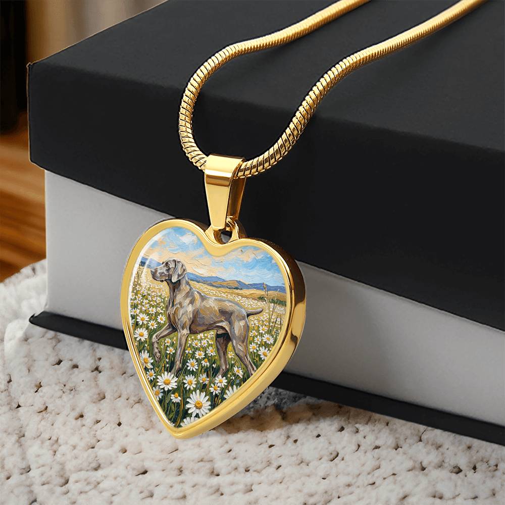Amongst The Flowers - Weimaraner Heart Necklace