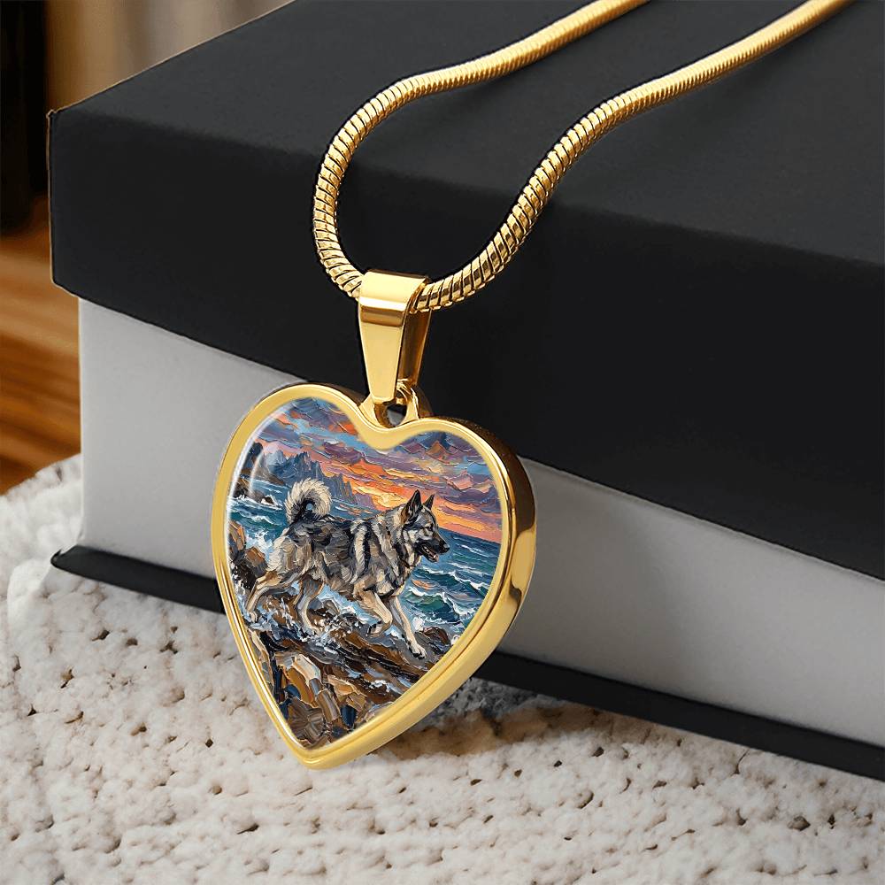 Beach Day - Norwegian Elkhound Heart Necklace
