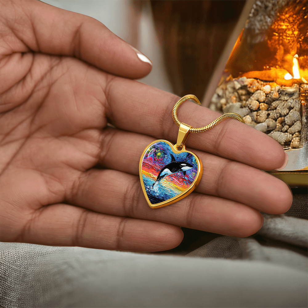Orca Starry Night Heart Necklace