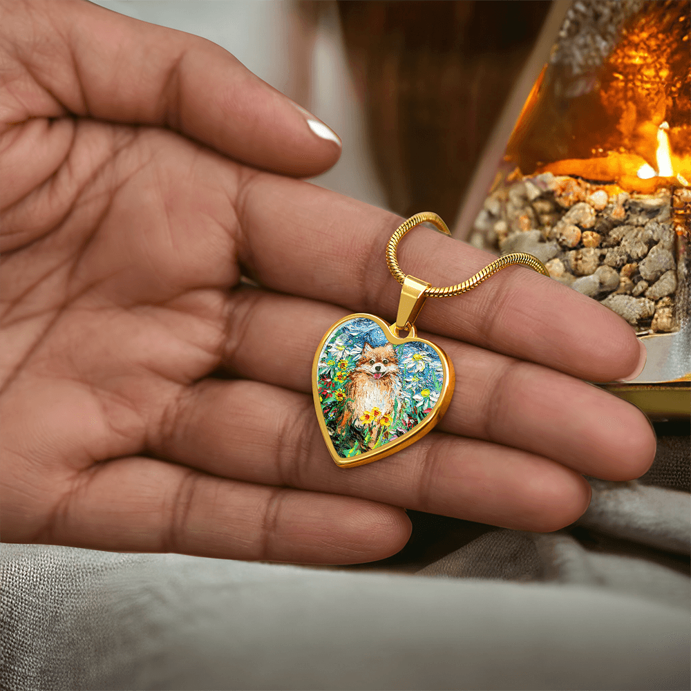 Happy Pomeranian Heart Necklace