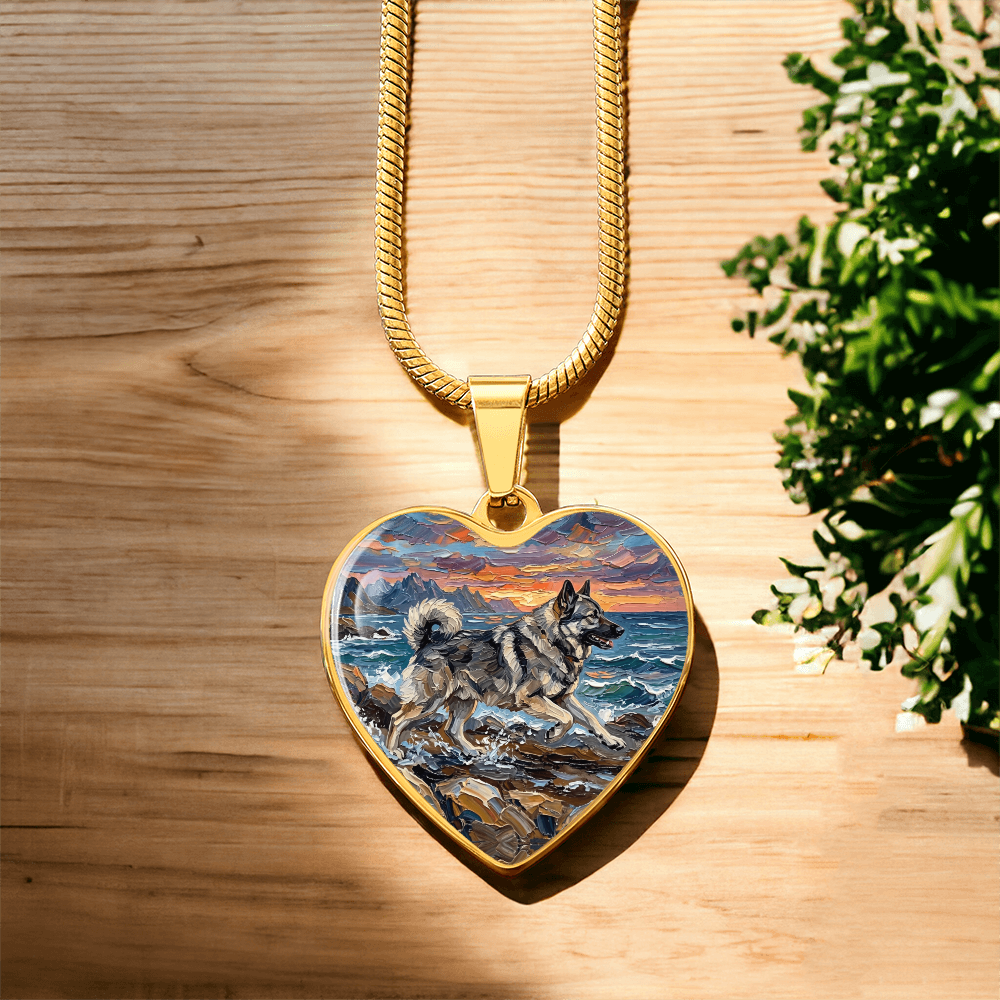 Beach Day - Norwegian Elkhound Heart Necklace