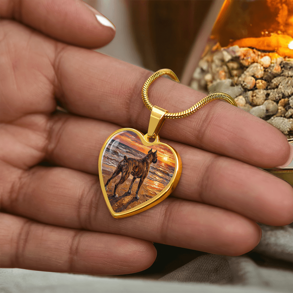 beach day - Brindle Boxer Heart Necklace