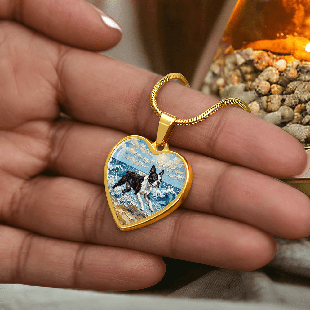 Beach Days - Boston Terrier Heart Necklace
