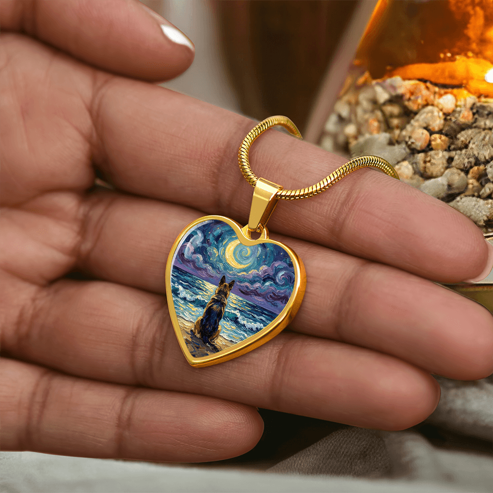 Beach Night - German Shepherd Heart Necklace